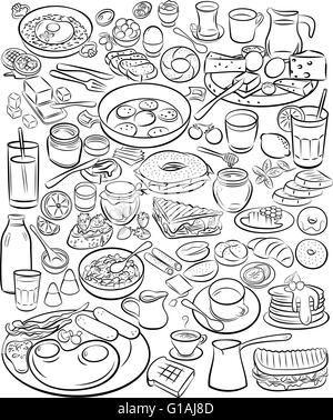 Illustrazione Vettoriale di colazione raccolta in linea modalità d'arte Illustrazione Vettoriale