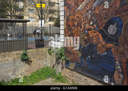 La battaglia di Cable Street murale di East London, Regno Unito Foto Stock