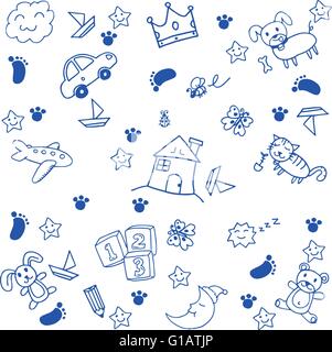 Giocattoli per i bambini doodle arte Illustrazione Vettoriale