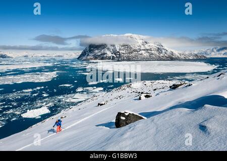 La Groenlandia, ski di fondo nel fiordo di Nuuk Foto Stock