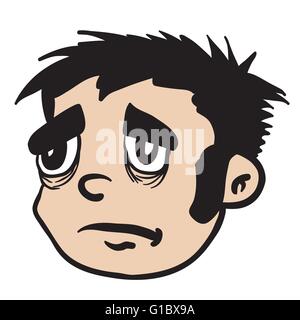 Triste ragazzo faccia illustrazione cartoon Illustrazione Vettoriale