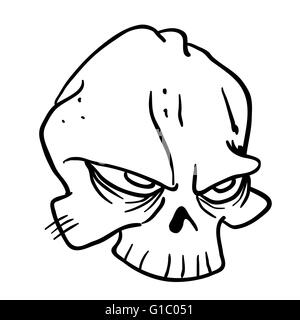 Semplice in bianco e nero cranio cartoon Illustrazione Vettoriale