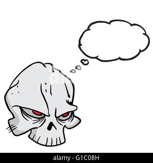 Cranio con bolle di pensiero cartoon Illustrazione Vettoriale