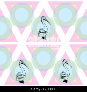 Pelican bird, illustrazione vettoriale, segno. logo . design piatto, disegnare a mano Illustrazione Vettoriale