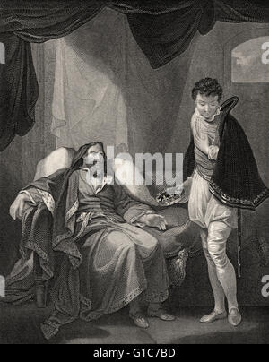 Enrico IV, rimproverando il principe Henry, scena dal Re Enrico IV PARTE 2, atto 4, scena 5, una storia play by William Shakespeare Foto Stock