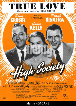 Regno unito foglio di musica per le Cole Porter canzone vero amore dal 1956 film High Society, interpretato da Bing Crosby Grace Kelly e Frank Sinatra. Foto Stock