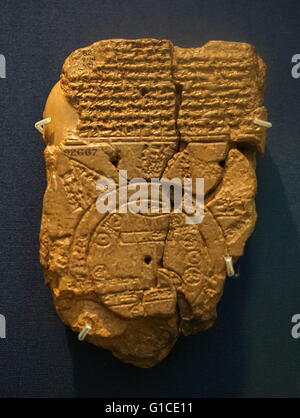 Clay Tablet mappa babilonese del mondo. Datata 700 BC Foto Stock