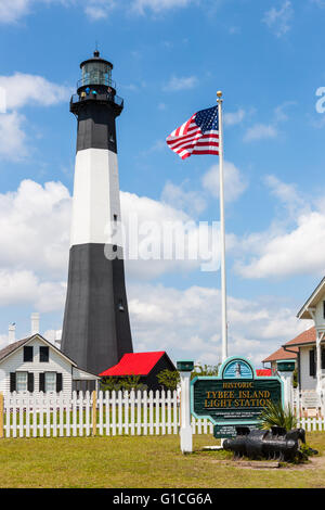 La storica Tybee Island Stazione di luce a Tybee Island vicino a Savannah, Georgia. Foto Stock