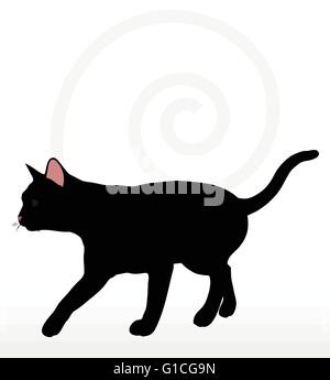 Immagine vettoriale - cat silhouette in posa a piedi isolato su sfondo bianco Illustrazione Vettoriale
