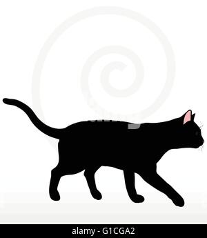 Immagine vettoriale - cat silhouette in posa a piedi isolato su sfondo bianco Illustrazione Vettoriale
