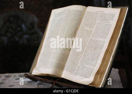 Carouge tempio protestante. Vecchia bibbia. Ginevra. La Svizzera. Foto Stock