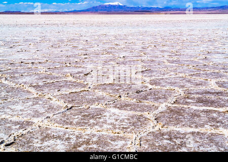 Vista di Uyuni distesa di sale, la più grande del mondo saline a Uyuni, Bolivia Foto Stock
