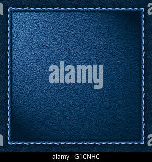 In pelle blu sullo sfondo di texture in dark frame Foto Stock