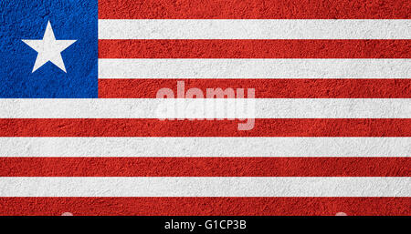 Bandiera della Liberia o banner liberiano sul modello ruvida sfondo Foto Stock