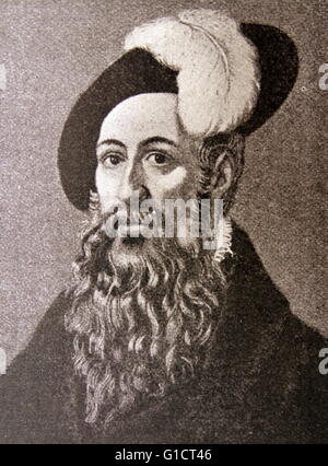 Ritratto di Johannes Gutenberg (1398-1468) Tedesco fabbro, orafo, di una stampante e di un editore che ha introdotto la stampa per l'Europa. Datata xv secolo Foto Stock