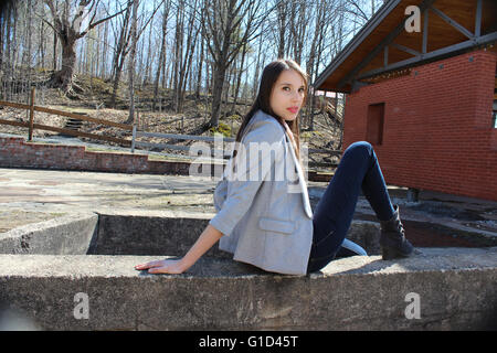 Stephanie Leblanc Aprile 2016 in Wilson scivoli, St-Jerome, Québec Foto Stock