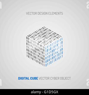 Il cubo ha creato dei numeri 1 e 0. La tecnologia digitale. vettore elemento di design. Illustrazione Vettoriale