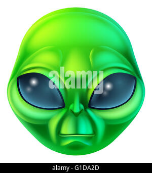 Un simpatico cartoon verde alien carattere extraterrestre Foto Stock