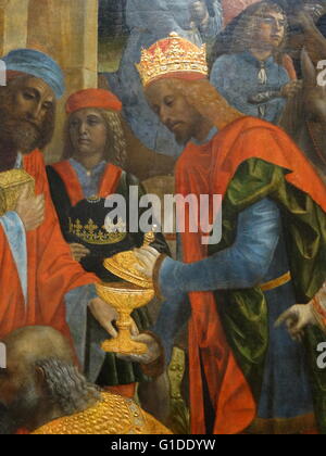Dettaglio dal dipinto intitolato "L'Adorazione dei Magi" di Vincenzo Foppa (1430-1515) un pittore Northern-Italian, attivo in stile rinascimentale. Datata XVI Secolo Foto Stock