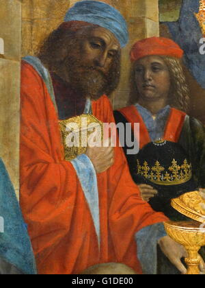 Dettaglio dal dipinto intitolato "L'Adorazione dei Magi" di Vincenzo Foppa (1430-1515) un pittore Northern-Italian, attivo in stile rinascimentale. Datata XVI Secolo Foto Stock