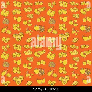 Modello di vettore di seamless collezione frutti Illustrazione Vettoriale