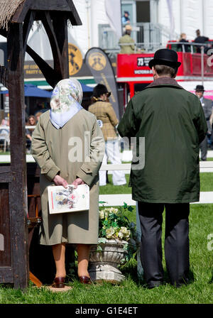 Windsor, Regno Unito. 13 Maggio, 2016. Sua Maestà la Regina Elisabetta I membri di famiglie reale inglese frequentare il Royal Windsor Horse Show, si svolge nel terreno privato del Castello di Windsor. Credito: dpa picture alliance/Alamy Live News Foto Stock