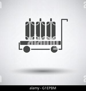 Carrello portabagagli icona su sfondo grigio con round ombra. Illustrazione Vettoriale. Illustrazione Vettoriale