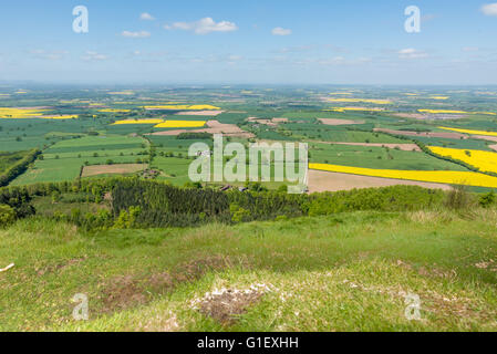 La vista dalla cima del Wrekin nello Shropshire Foto Stock