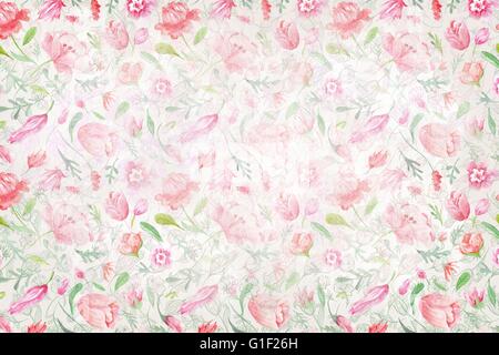 Nozze Creative banner con acquerello estate fiori e foglie Foto Stock