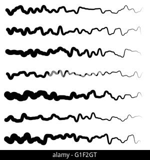 Abstract linea irregolare set. Diversi ondulata, divisori a zig-zag, linee. Illustrazione Vettoriale