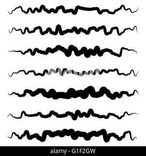 Abstract linea irregolare set. Diversi ondulata, divisori a zig-zag, linee. Illustrazione Vettoriale