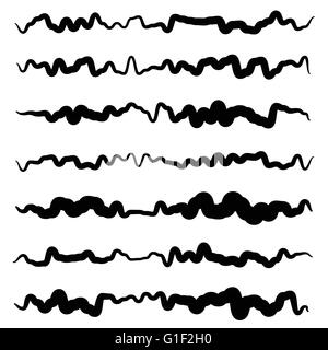 Abstract linea irregolare set. Diversi ondulata, divisori a zig-zag, linee. Illustrazione Vettoriale