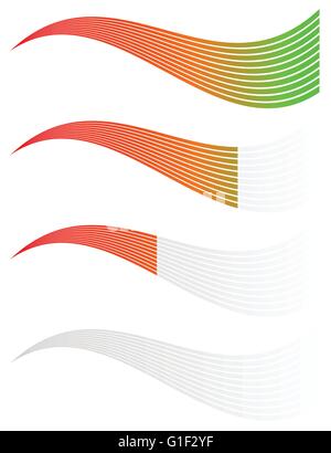 Livello orizzontale, di progresso, di indicatori di completamento. Passi, fasi, stadi, il confronto con gli elementi a barra. Illustrazione Vettoriale