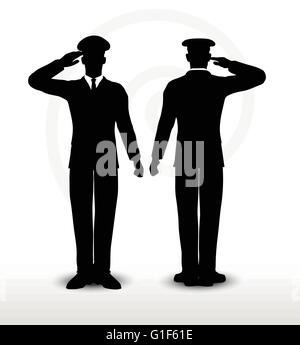 Immagine vettoriale - generale dell esercito silhouette con gesto mano salutando Illustrazione Vettoriale
