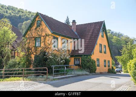 Scenario idilliaco intorno a un villaggio in Hohenlohe denominato Baechlingen al tempo della molla Foto Stock