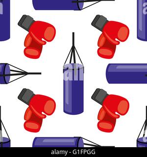 Doodle Boxing seamless sfondo pattern Illustrazione Vettoriale