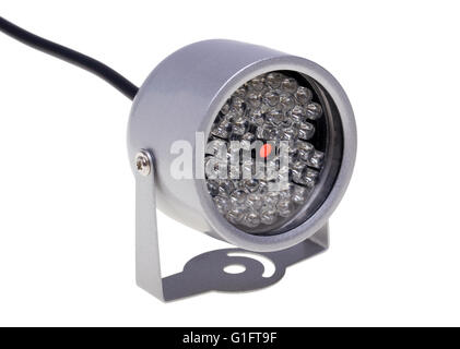 Illuminatori ad infrarossi illuminazione notturna per i sistemi di sicurezza e videosorveglianza isolati su sfondo bianco Foto Stock