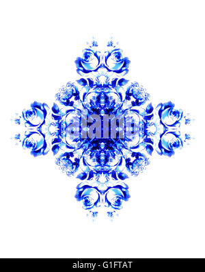 Fiore ornamentale mandala. Rose flover collage. Il colore blu. Foto Stock