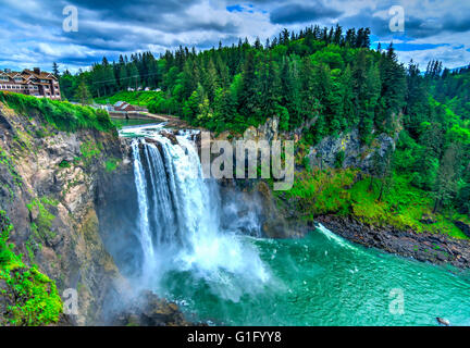 La splendida Snoqualmie Falls in Washington, Stati Uniti d'America Foto Stock