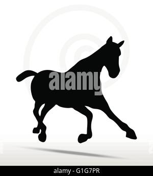 EPS vettore 10 - cavallo silhouette in veloce posizione del trotto Illustrazione Vettoriale