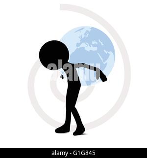 Vettore EPS 10 - 3d uomo che porta alle spalle del globo Illustrazione Vettoriale