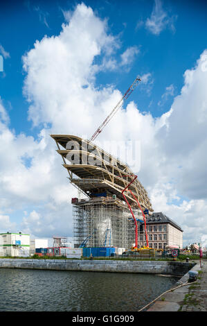 Belgio, Anversa, Nieuw havenhuis in costruzione Foto Stock