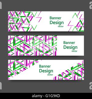 Geometrica astratta banner. Modelli di vettore con posto per il vostro testo. Creative design moderno con configurazione a triangolo. Illustrazione Vettoriale