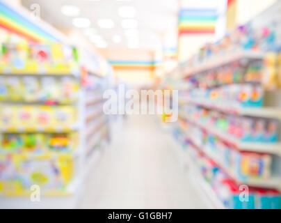 Sfocato di bambini negozio di giocattoli sfondo con bokhe Foto Stock
