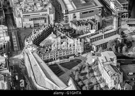 Foto aerea di manchester corn exchange, Cattedrale di Manchester e urbis Foto Stock