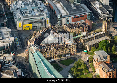 Foto aerea di manchester corn exchange, Cattedrale di Manchester e urbis Foto Stock