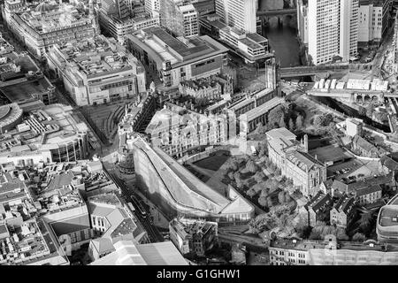 Foto aerea di manchester corn exchange, Cattedrale di Manchester e urbis Foto Stock