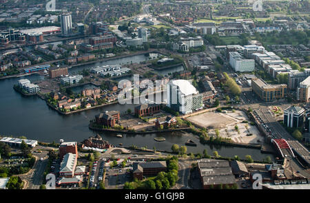 Foto aerea di Salford Quays e il Manchester Ship Canal Foto Stock