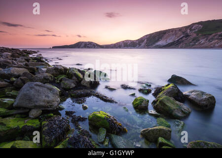 Warbarrow Bay, Dorset, Regno Unito - 14 Maggio 2016 UK Meteo - Tramonto a Warbarrow Bay su Jurassic Coast di Dorset - Warbarrow Bay si trova sul Lulworth gamma dell'esercito e ha accesso limitato solo di essere aperti al pubblico durante i fine settimana e le vacanze scolastiche - Picture: Graham Hunt/Alamy Live News Foto Stock