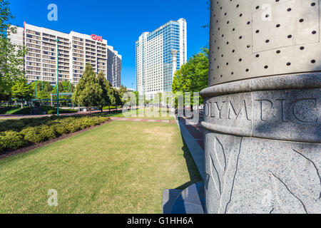 Una vista di Centennial Olympic Park di Atlanta, Georgia. Foto Stock